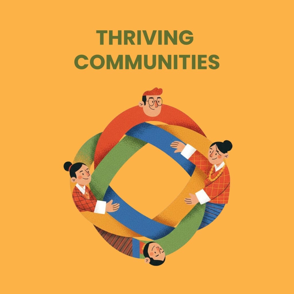 This illustration is about the focus area of impact hub Thimphu, Thriving Communities