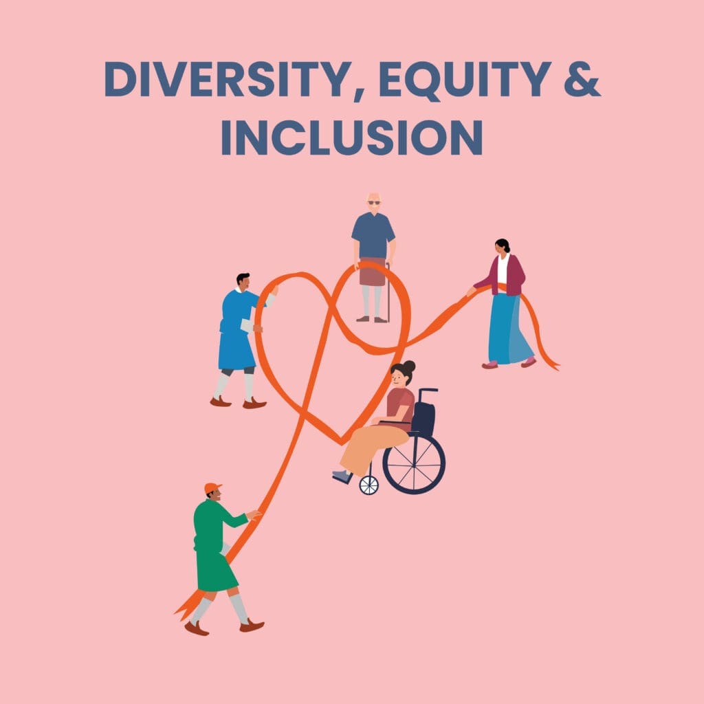 This illustration is about the focus area of impact hub Thimphu, Diversity Equity and inclusion