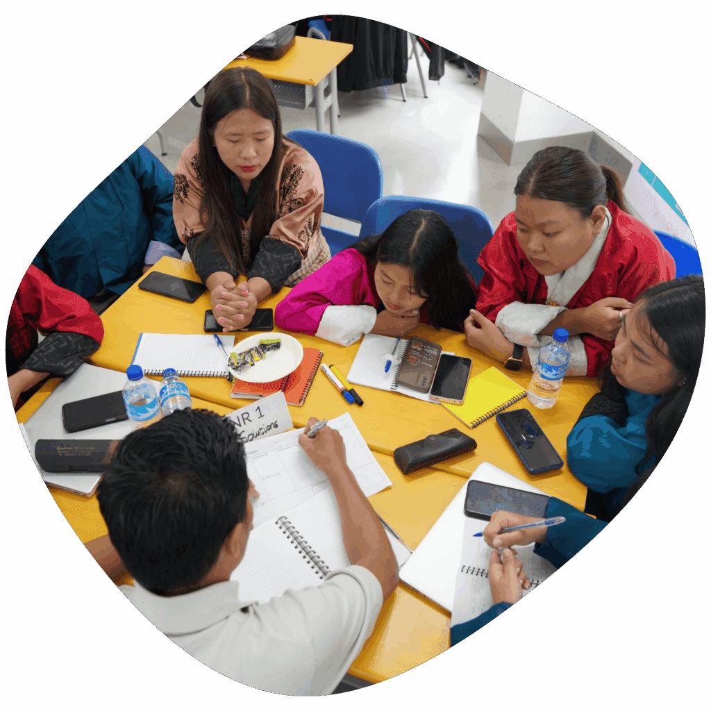 Mentor or teacher teaching a group of students about business and student listening to the teaching taught by teacher