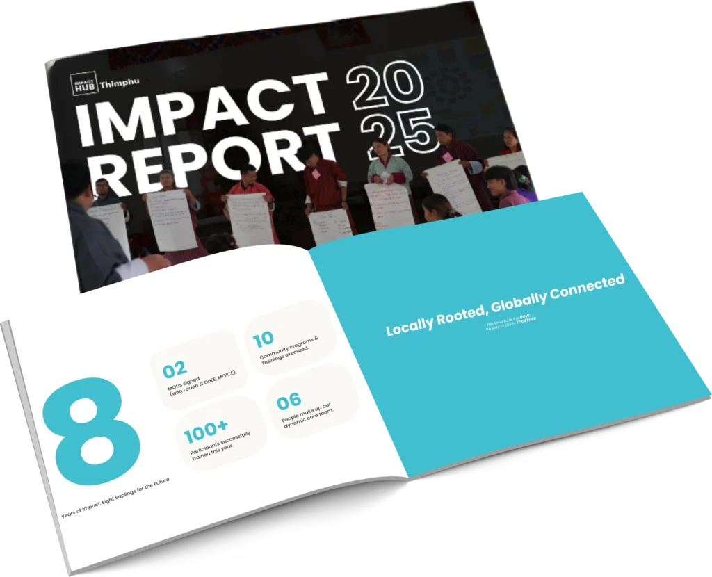 this is the illustration of Impact Hub Thimphu's report of 2025